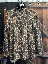 Load image into Gallery viewer, Camo Brown Mock Mesh Neck Long Sleeve
