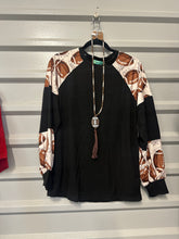 Load image into Gallery viewer, Black &amp; Football Long Sleeve Game Day Shirt
