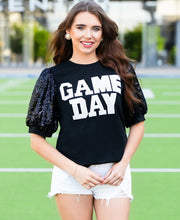 Load image into Gallery viewer, Game Day Sequin Bubble sleeves Top
