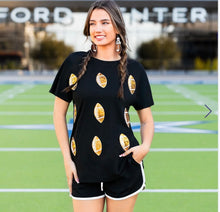 Load image into Gallery viewer, Sequin Football Half Sleeve Top
